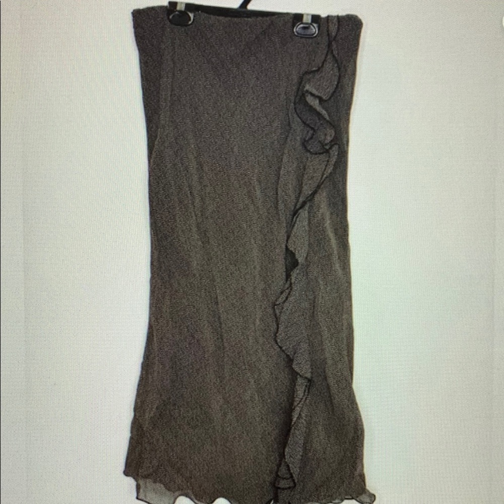 Chic Brown Ruffle Midi Skirt